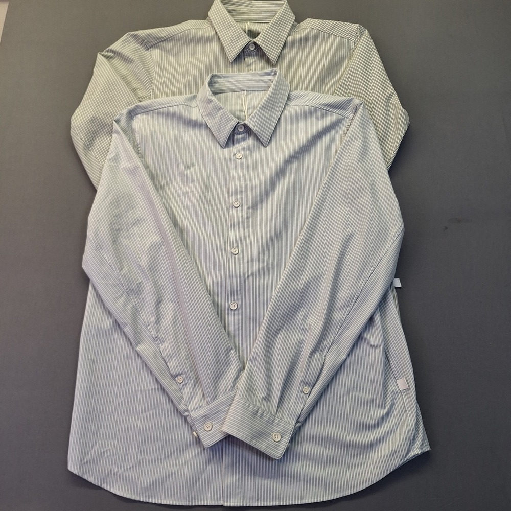2 Lululemon One Thing At A Time Long Sleeve Shirts Striped Button Up Mens